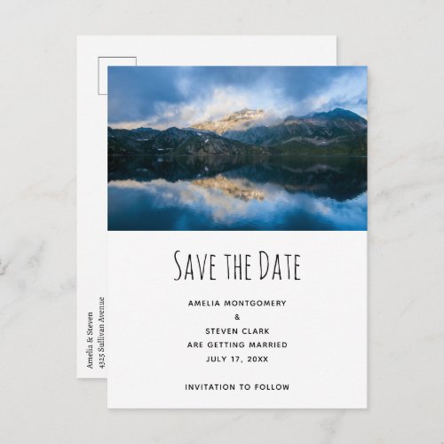 Mountains and Lake Scenic Nature Photo Wedding Announcement Postcard