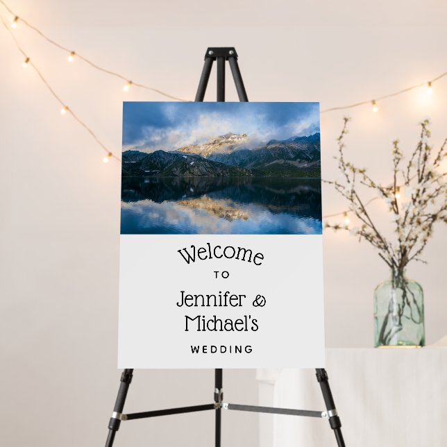 Mountains and Lake Scenic Nature Photo Wedding Foam Board (In Situ (Stand))