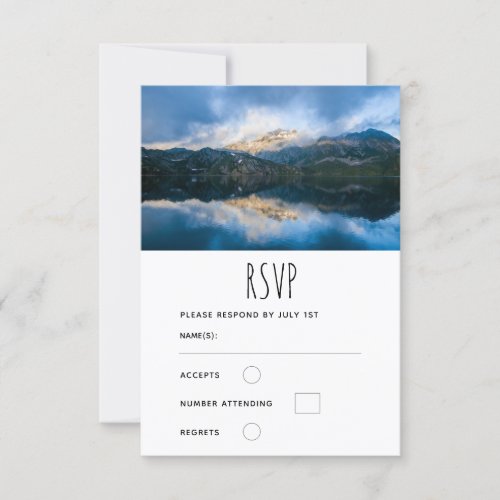 Mountains and Lake Scenic Nature Photo _ Wedding RSVP Card