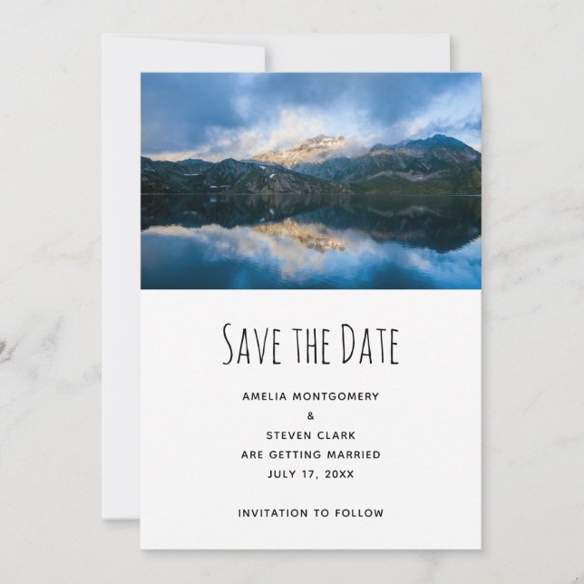 Mountains and Lake Scenic Nature Wedding Save The Date (Front)