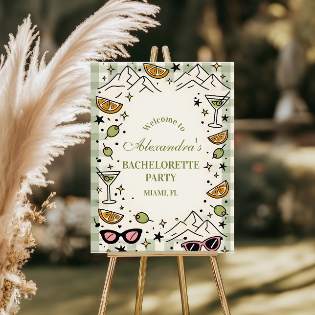 Mountains and Martinis Bachelorette Party Foam Board (Creator Uploaded)