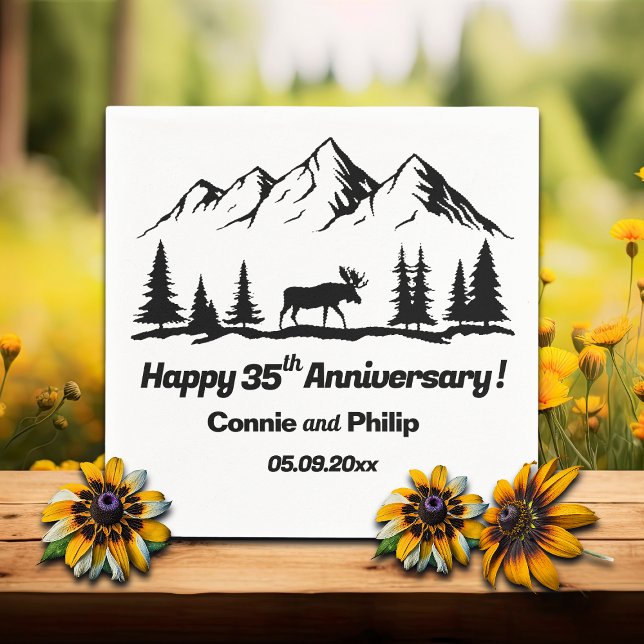Mountains and Moose 35th Wedding Anniversary Napkins (Creator Uploaded)