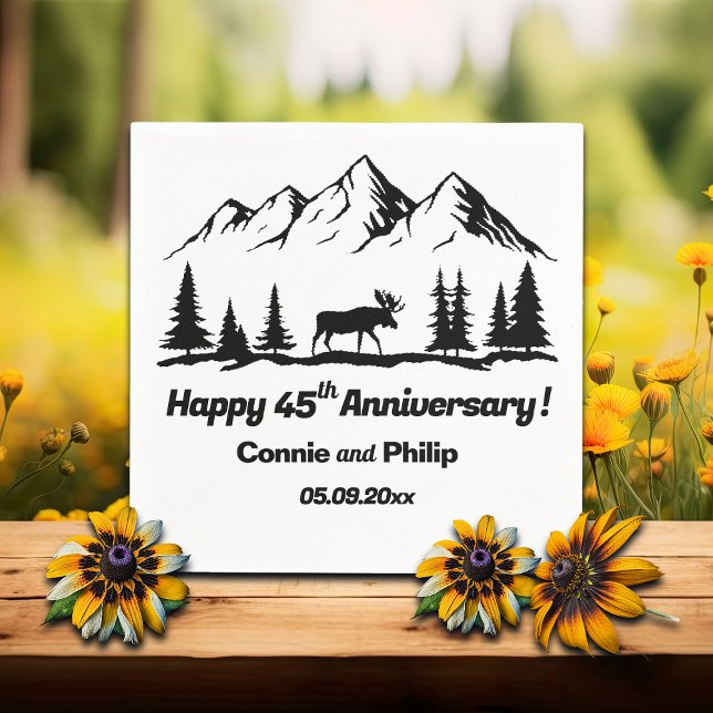 Mountains and Moose 45th Wedding Anniversary Napkins (Creator Uploaded)