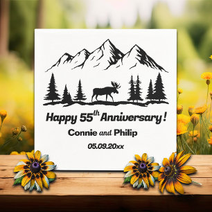 Mountains and Moose 55th Wedding Anniversary Napkins