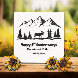 Mountains and Moose 5th Wedding Anniversary Napkins