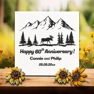 Mountains and Moose 60th Wedding Anniversary Napkins