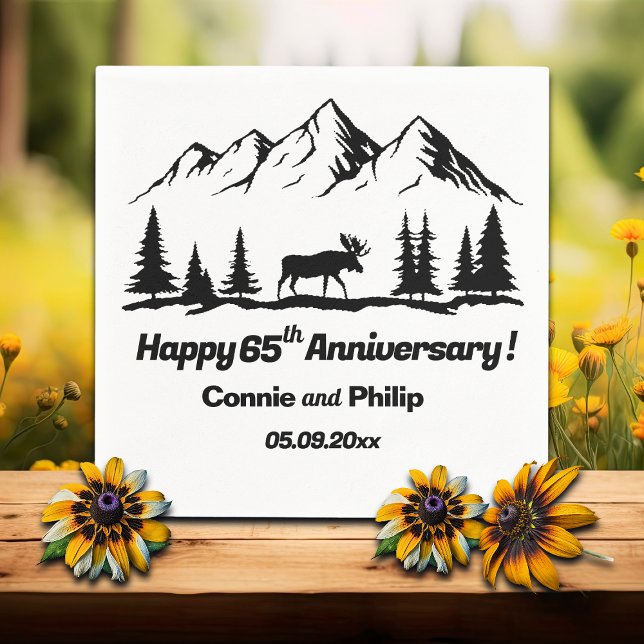 Mountains and Moose 65th Wedding Anniversary Napkins (Creator Uploaded)