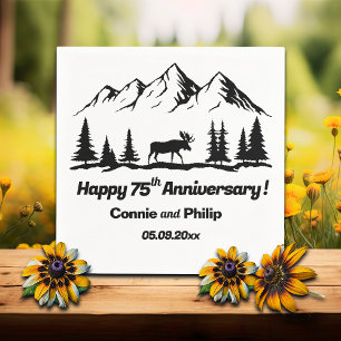 Mountains and Moose 75th Wedding Anniversary Napkins