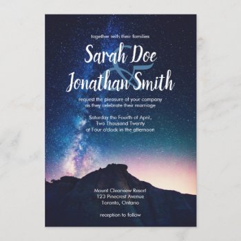 Mountains And Night Sky Wedding Invitation by fireflidesigns at Zazzle