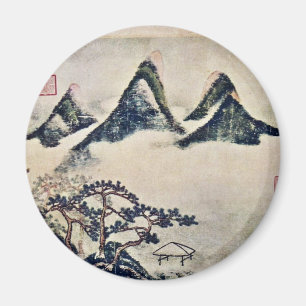 Mountains And Pine Trees In The Spring By Mi Fei Magnet