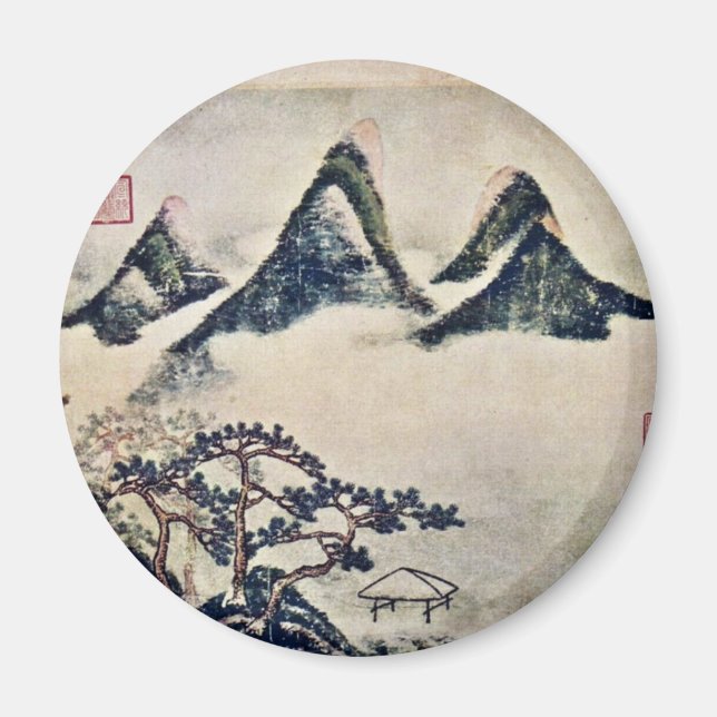 Mountains And Pine Trees In The Spring By Mi Fei Magnet (Front)