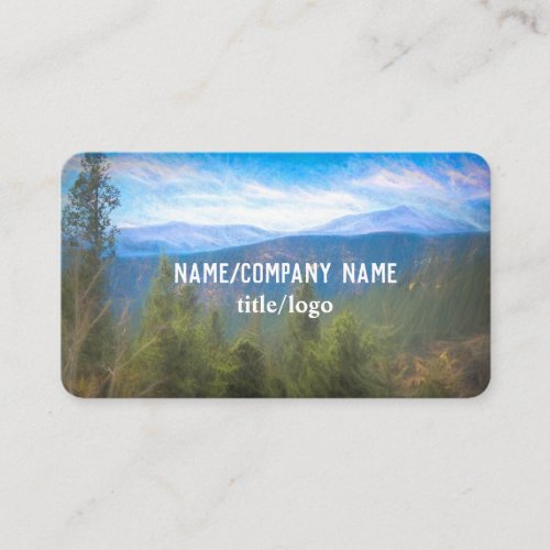 mountains and pine trees nature art custom business card