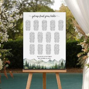 Mountains and Pines 13 Tables Wedding Seating Foam Board