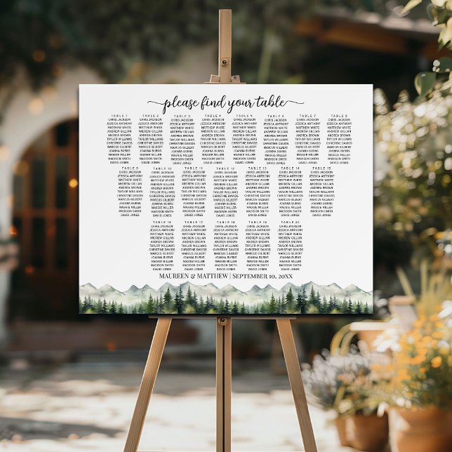 Mountains and Pines 20 Tables Wedding Seating Foam Board (Creator Uploaded)