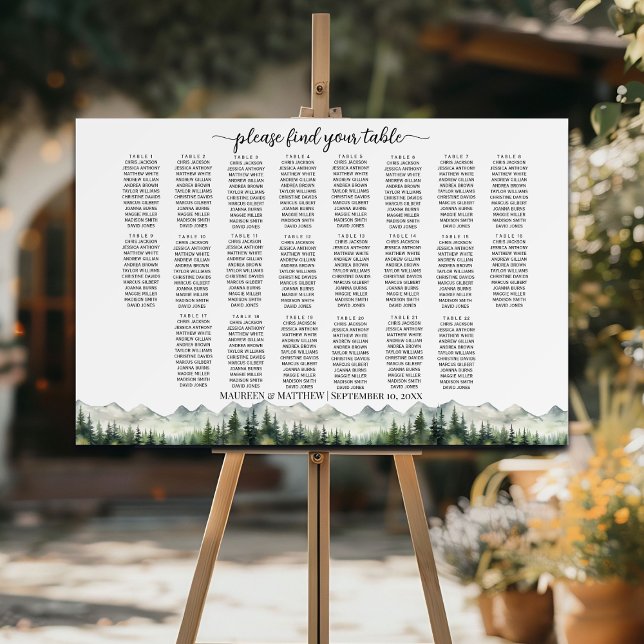 Mountains and Pines 22 Tables Wedding Seating Foam Board (Creator Uploaded)