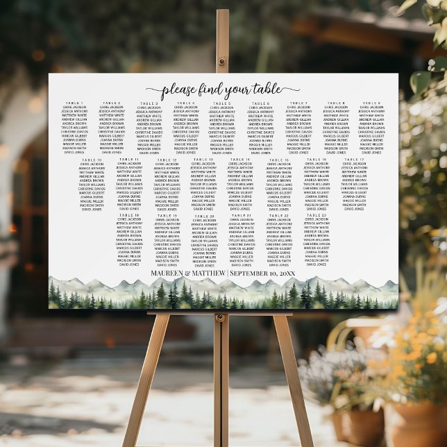 Mountains and Pines 23 Tables Wedding Seating Foam Board (Creator Uploaded)