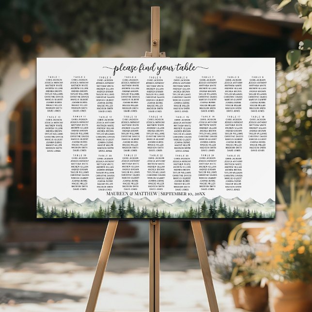 Mountains and Pines 25 Tables Wedding Seating Foam Board (Creator Uploaded)