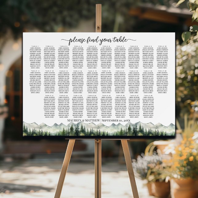 Mountains and Pines 28 Tables Wedding Seating Foam Board (Creator Uploaded)