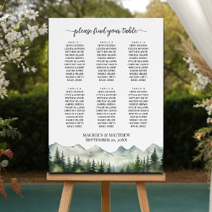 Mountains and Pines 6 Tables Wedding Seating Foam Board