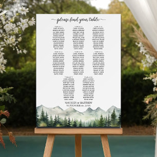 Mountains and Pines 8 Tables Wedding Seating Foam Board