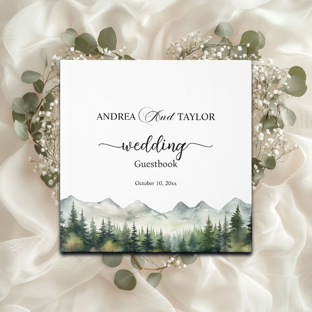 Mountains and Pines Elegant Wedding Foil Guest Book (Creator Uploaded)