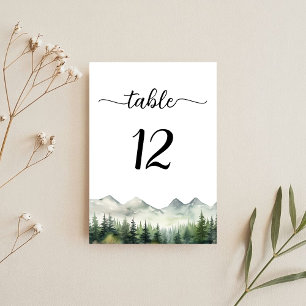 Mountains and Pines Elegant Wedding Table Number