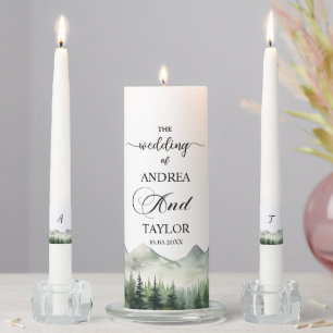 Mountains and Pines Elegant Wedding Unity Candle Set