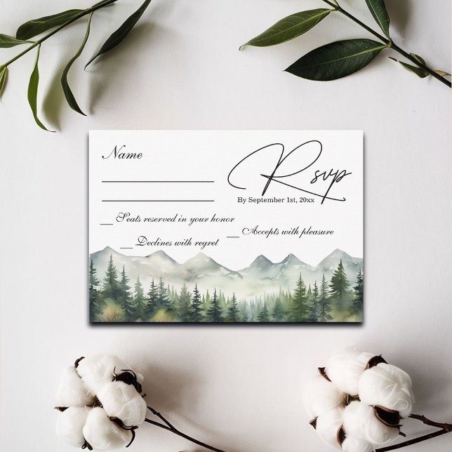 Mountains and Pines Wedding RSVP Card (Creator Uploaded)
