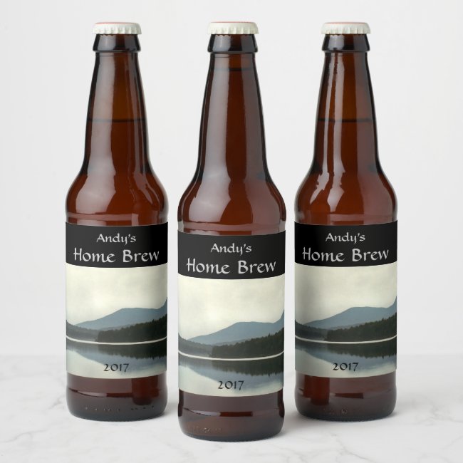 Mountains and Pond Nature Landscape Beer Label