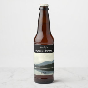Mountains and Pond Nature Landscape Beer Label