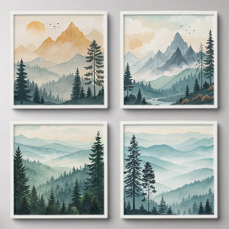 Mountains and quiet forests for peace and balance peel and stick photo tile