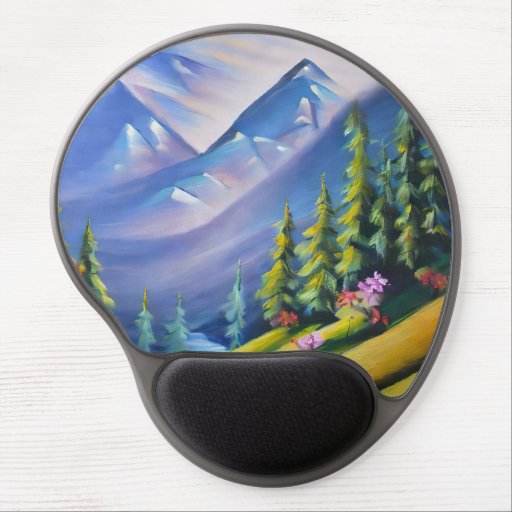 Mountains and river painting gel mouse pad
