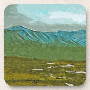 Mountains and Rivers of Denali Abstract Beverage Coaster