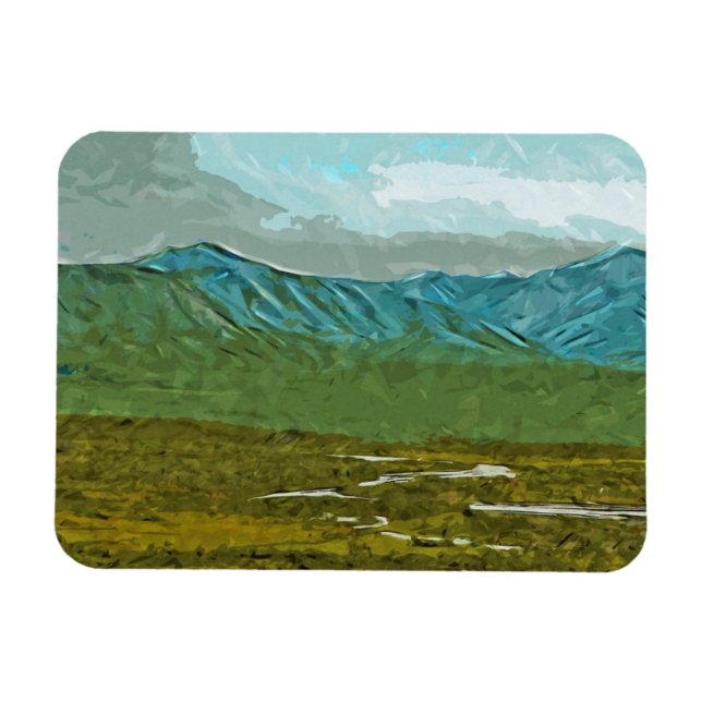 Mountains and Rivers of Denali Abstract Magnet (Horizontal)