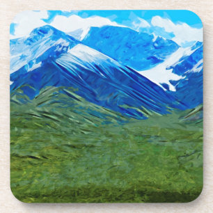 Mountains and Sky of Denali Alaska Abstract Drink Coaster