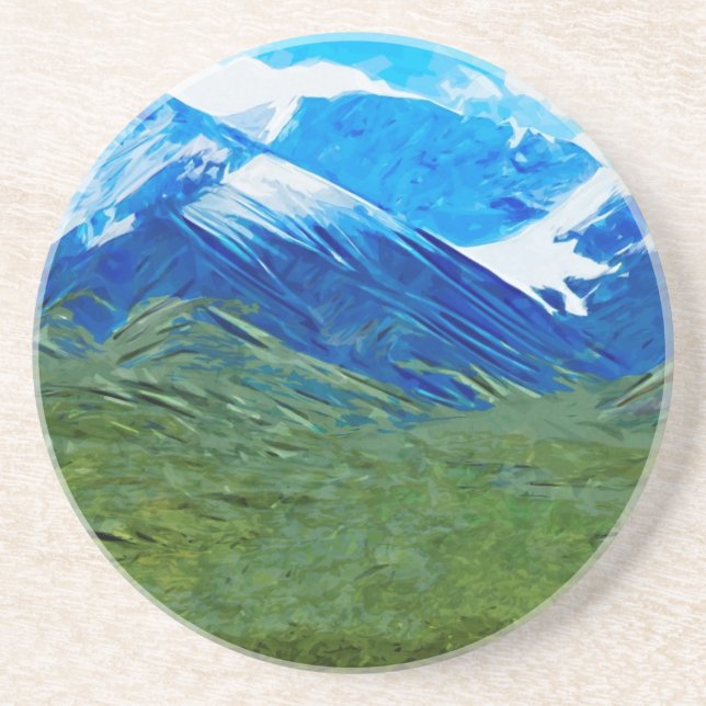 Mountains and Sky of Denali Alaska Abstract Drink Coaster (Front)