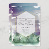 Mountains and starry night sky wedding invitation (Front/Back)