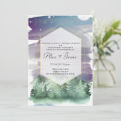 Mountains and starry night sky wedding invitation (Standing Front)