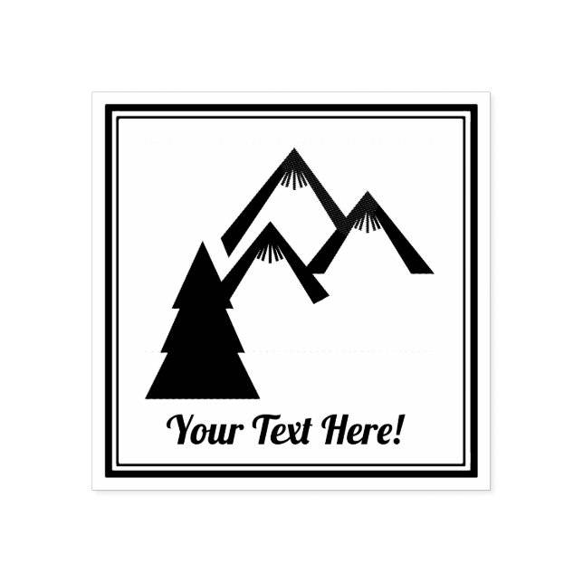 Mountains and Tree Rubber Stamp (Imprint)