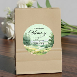 Mountains and Trees Celebration Of Life Funeral Classic Round Sticker