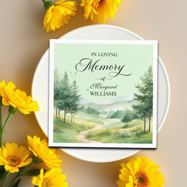 Mountains and Trees Celebration Of Life Funeral Napkins (Creator Uploaded)