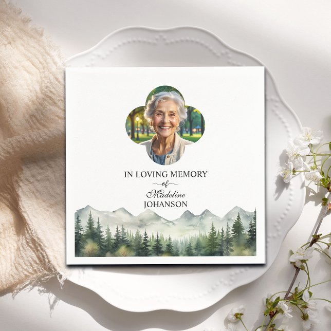 Mountains and Trees Celebration Of Life Funeral Napkins (Creator Uploaded)