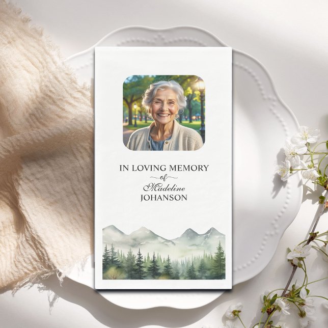 Mountains and Trees Celebration Of Life Funeral Paper Guest Towels (Creator Uploaded)