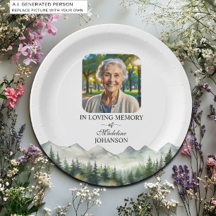 Mountains and Trees Celebration Of Life Funeral Paper Plates