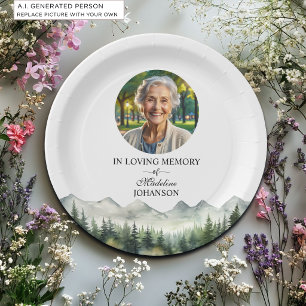 Mountains and Trees Celebration Of Life Funeral Paper Plates
