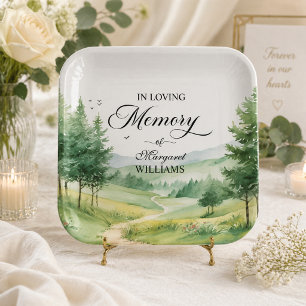 Mountains and Trees Celebration Of Life Funeral Paper Plates
