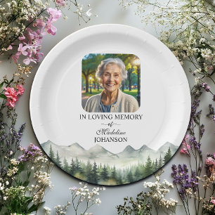 Mountains and Trees Celebration Of Life Funeral Paper Plates