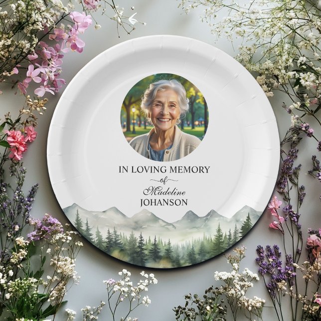 Mountains and Trees Celebration Of Life Funeral Paper Plates (Creator Uploaded)