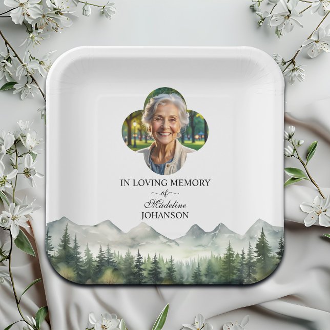 Mountains and Trees Celebration Of Life Funeral Paper Plates (Creator Uploaded)