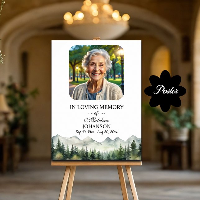 Mountains and Trees Celebration Of Life Funeral Poster (Creator Uploaded)